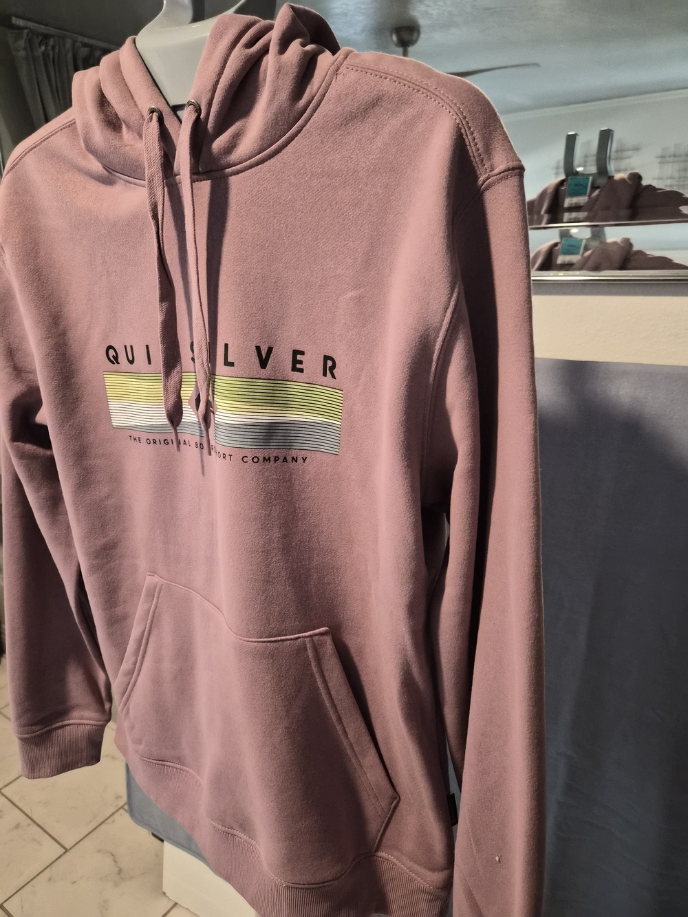 Quiksilver Men's Dusty Rose Hoodie with Striped Chest Graphic